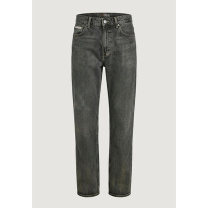 Jeans by Calvin Klein Jeans for men in denim cotton & acetate beige features an sartorial straight-leg, relaxed-fit & regular-fit and long with a cut for a sartorial finish.