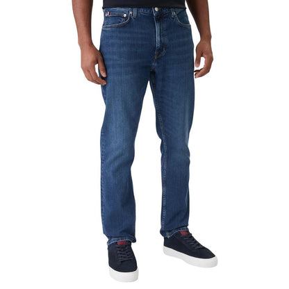 Jeans by Tommy Hilfiger for men in stretch denim cotton blue features an sophisticated and straight-leg, relaxed-fit & regular-fit with a precise long, creating a sophisticated and sophisticated silhouette.