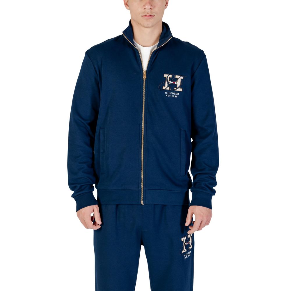 Activewear Sweatshirt by Tommy Hilfiger for men in cotton polyester blue features an contemporary silhouette with , refined detailing, and an contemporary hooded high-collar neckline for a sophisticated performance look.