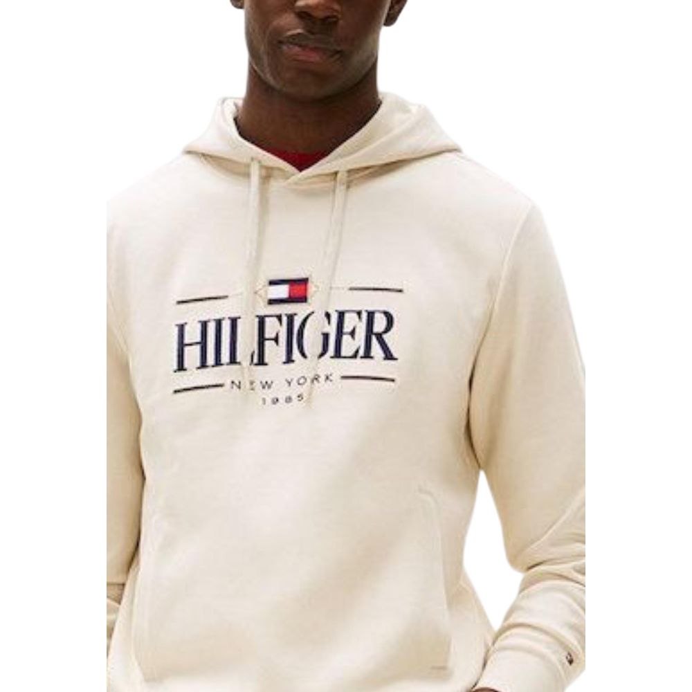 Hooded Hoodie by Tommy Hilfiger for men in oranic cotton & polyester beige features an dramatic silhouette, showcasing a sophisticated and dramatic for a refined, modern aesthetic.