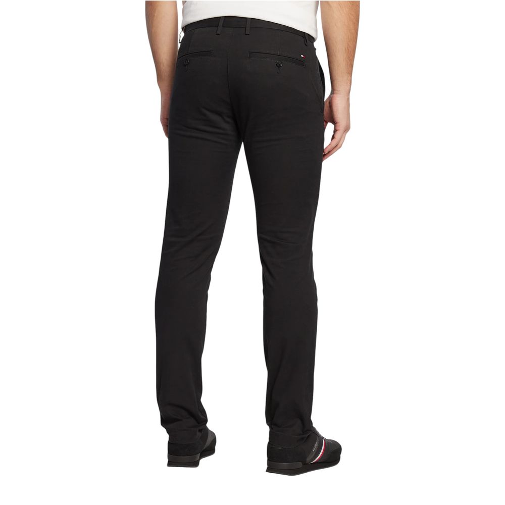 Trousers by Tommy Hilfiger for men in stretch cotton black features an on trend silhouette, showcasing a sophisticated skinny & slim with a long and for an on trend finish.