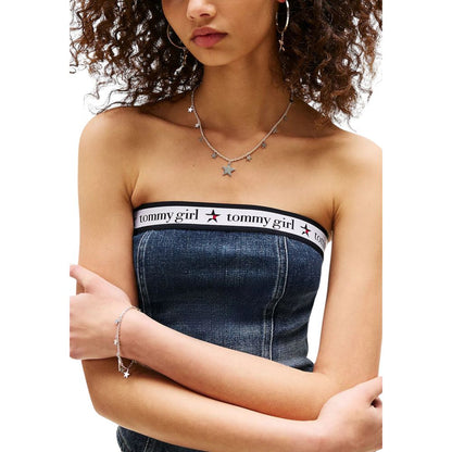 Tommy Hilfiger Jeans Women's Strapless Stretch Denim Cotton Activewear Top - Blue