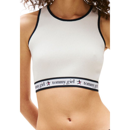Activewear Top by Tommy Hilfiger Jeans for women in organic cotton & polyamide polester cream features an contemporary silhouette with , , and a contemporary .