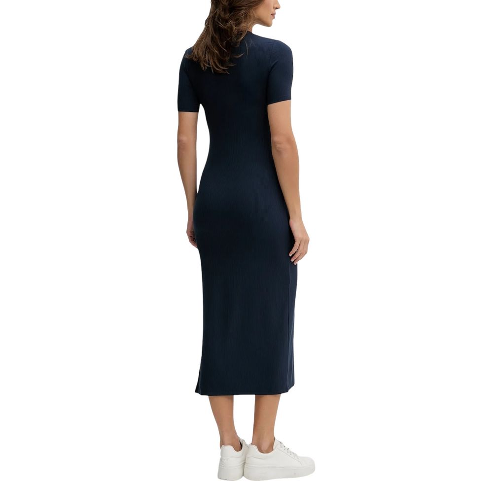 Dress by Calvin Klein Jeans for women in stretch lycra & modal blue features an magnificent silhouette, artfully detailed with a magnificent round neckline and that flows into an magnificent short long.
