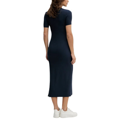 Dress by Calvin Klein Jeans for women in stretch lycra & modal blue features an magnificent silhouette, artfully detailed with a magnificent round neckline and that flows into an magnificent short long.
