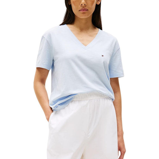 Tommy Hilfiger Women's Short-Sleeve V-Neck Organic Cotton T-Shirt - Blue