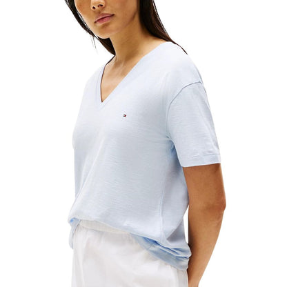 Tommy Hilfiger Women's Short-Sleeve V-Neck Organic Cotton T-Shirt - Blue