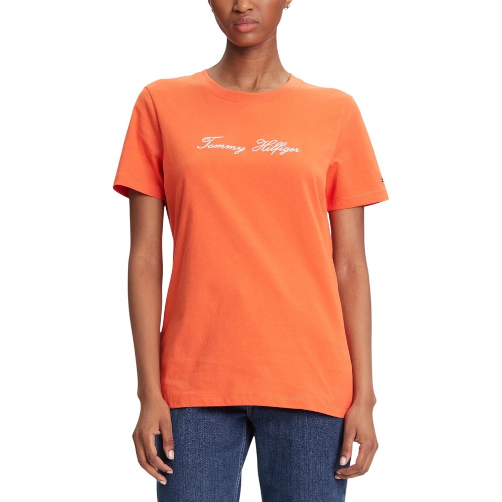Tommy Hilfiger Women's Short-Sleeve Crew-Neck Cotton T-Shirt - Orange