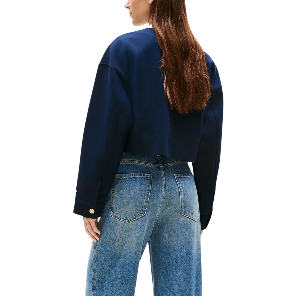 Blazer by Tommy Hilfiger for women in stretch polyamide & viscose blue & gold features an sartorial silhouette, showcasing a sophisticated and sartorial for a truly sartorial finish.