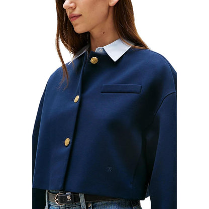 Blazer by Tommy Hilfiger for women in stretch polyamide & viscose blue & gold features an stylish silhouette, showcasing a sophisticated and stylish for a truly stylish finish.
