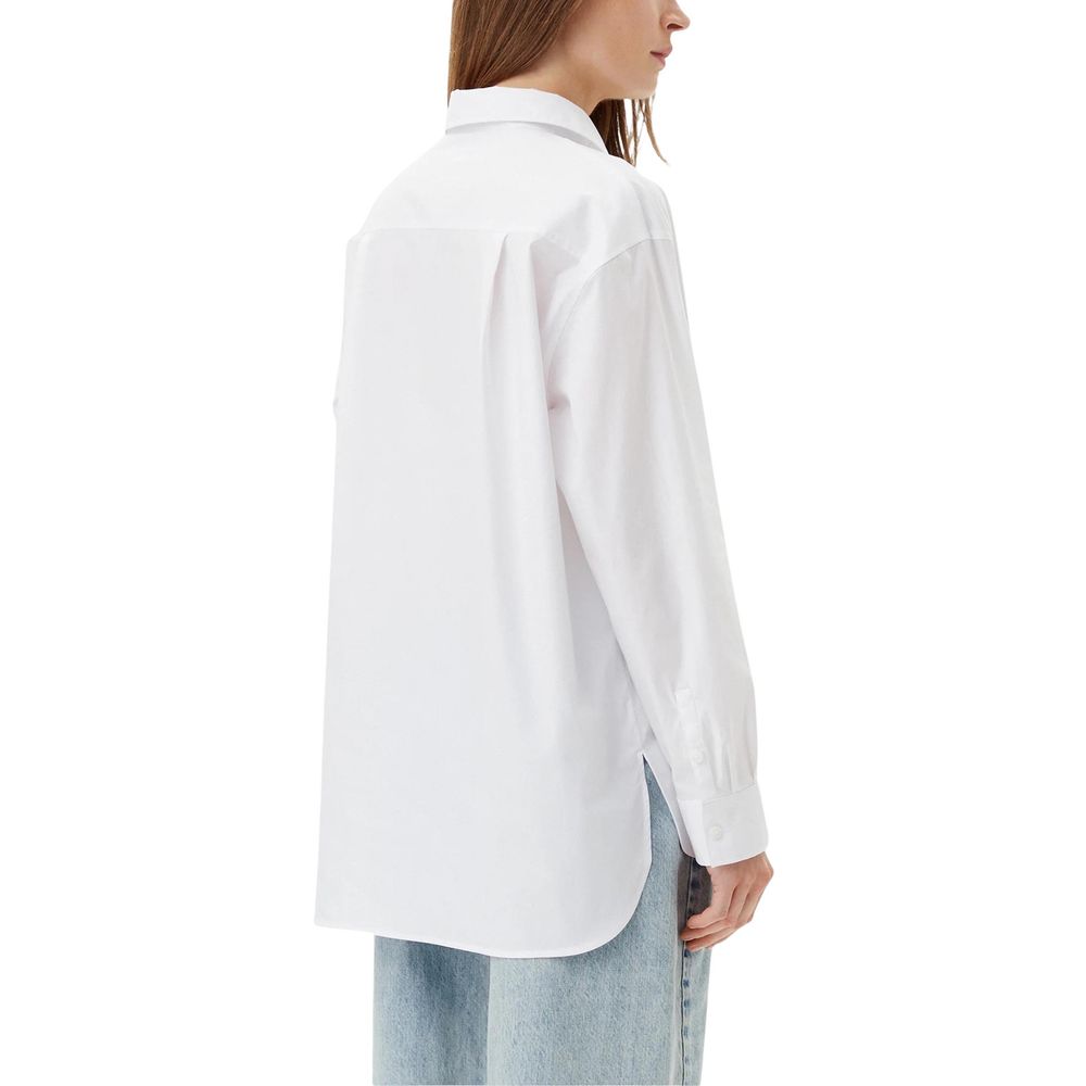 Shirt by Calvin Klein Jeans for women in stretch cotton white, featuring a nuanced and nuanced for a sophisticated finish.