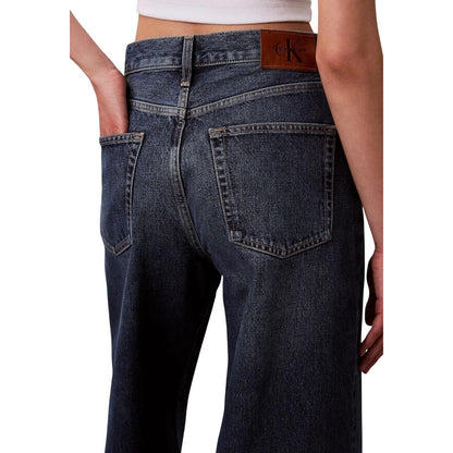 Jeans by Calvin Klein Jeans for women in denim cotton blue features a refined silhouette with a refined flared, bootcut & wide, defined by a mid rise and a refined long for a refined finish.