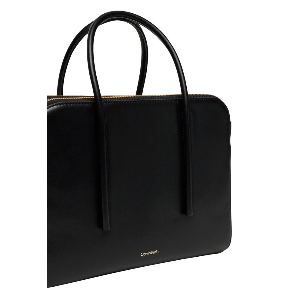 Calvin Klein Nappa Leather Tote Handbag - Black