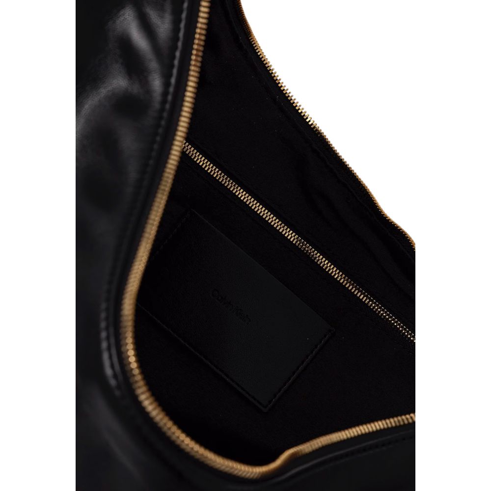 Large Evening Hobo Handbag by Calvin Klein for women in polyethylene & polyurethane black features a refined silhouette, showcasing a secure zipper, organized , and versatile handle for a refined finish.