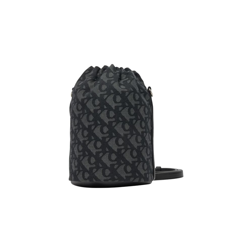 Calvin Klein Polyester Small Bucket Handbag - Black Monogram