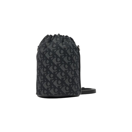 Calvin Klein Polyester Small Bucket Handbag - Black Monogram