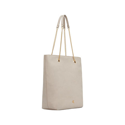 Calvin Klein Polyethylene & Polyurethane Large Tote Handbag - Beige Gold Monogram
