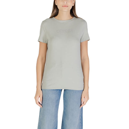 T-Shirt by Guess Active for women in stretch cotton green features an on trend silhouette, perfectly showcasing a on trend and crew neckline for an elevated aesthetic.