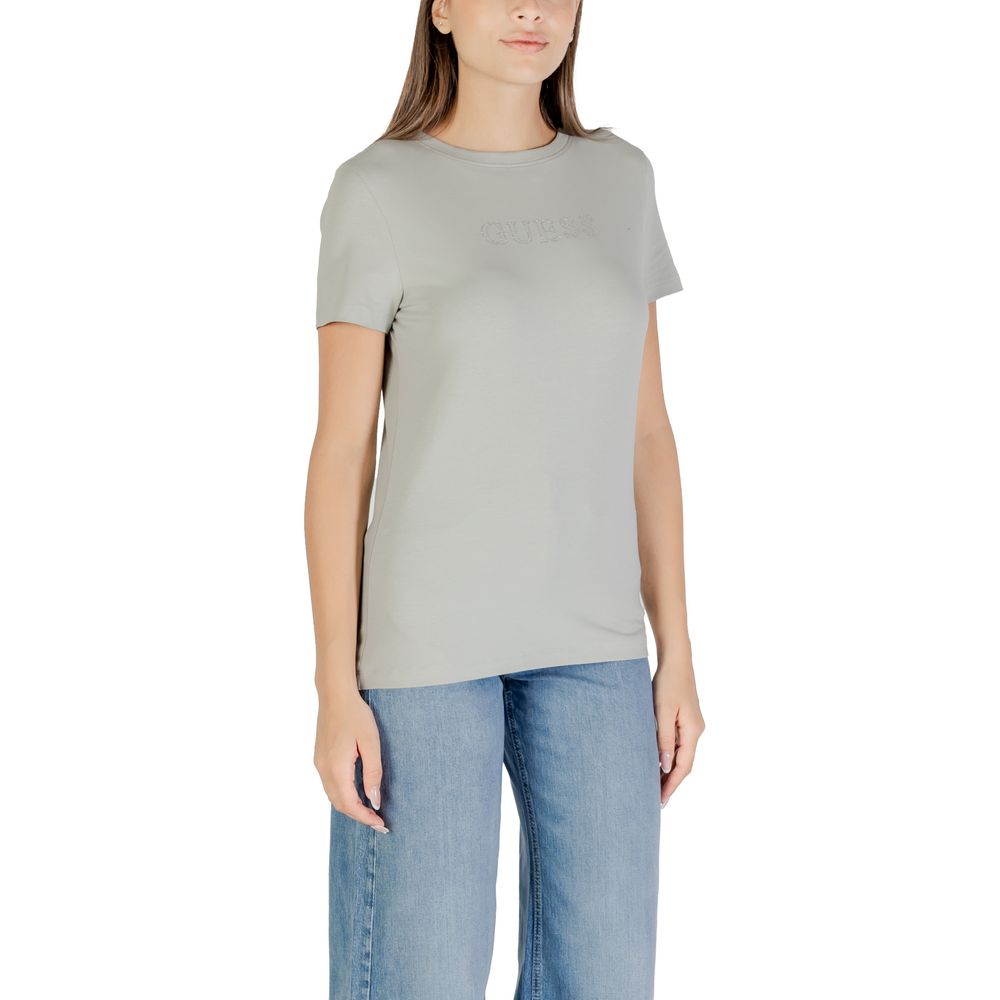 T-Shirt by Guess Active for women in stretch cotton green showcases a dramatic silhouette, elegantly detailed with a dramatic crew neckline and for a truly dramatic finish.