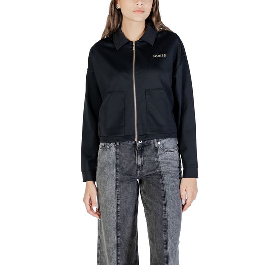 Activewear Sweatshirt by Guess Active for women in stretch polyamide black showcases a athletic silhouette with sleeves, a athletic , and high-performance for a athletic aesthetic.