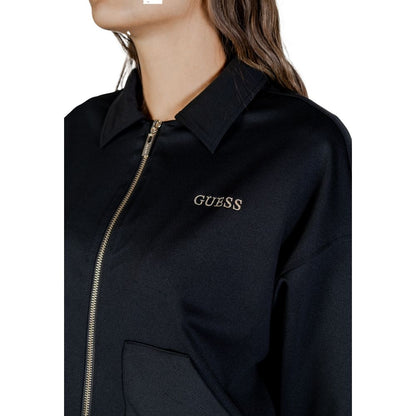 Activewear Sweatshirt by Guess Active for women in stretch polyamide black showcases a athletic silhouette with sleeves, a athletic , and high-performance for a athletic aesthetic.