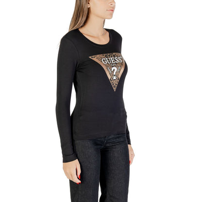 T-Shirt by Guess for women in stretch cotton black features a plush silhouette, showcasing a sophisticated crew neckline and for a truly plush finish.