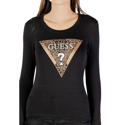 T-Shirt by Guess for women in stretch cotton black showcases a fashionable silhouette, elegantly detailed with a fashionable and for a sophisticated, high-fashion look.