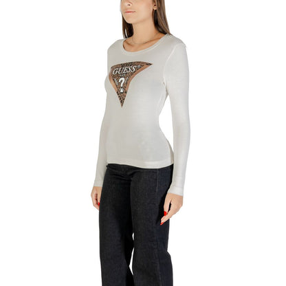 T-Shirt by Guess for women in stretch cotton cream features a plush silhouette, showcasing a sophisticated crew neckline and for a truly plush finish.