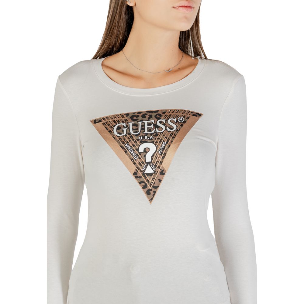 T-Shirt by Guess for women in stretch cotton cream features an edgy silhouette, meticulously detailed with a sophisticated and for a truly edgy finish.