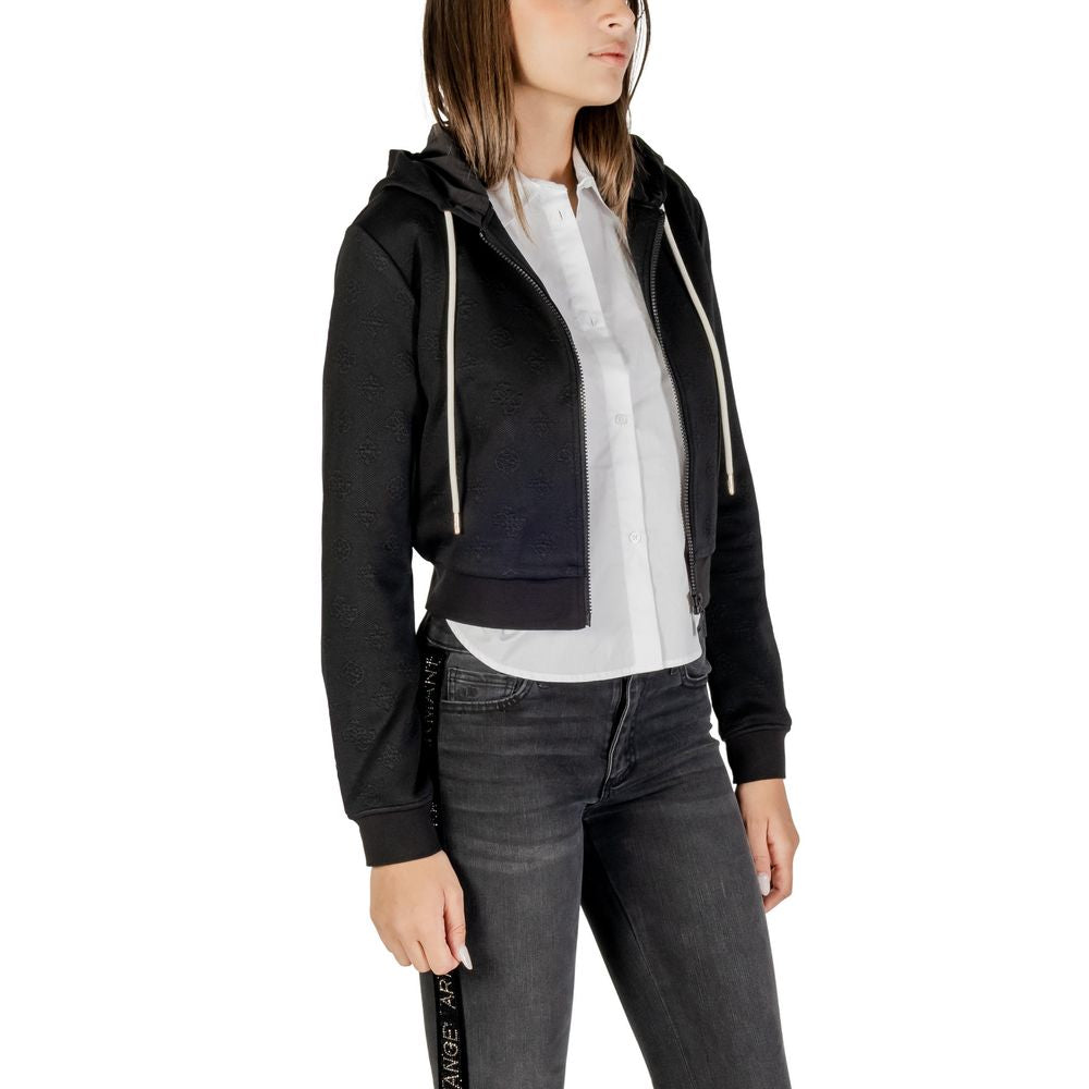 Hooded Hoodie by Guess Active for women in stretch polyester cotton black features a edgy silhouette, detailed with a edgy hooded neckline and for a refined finish.