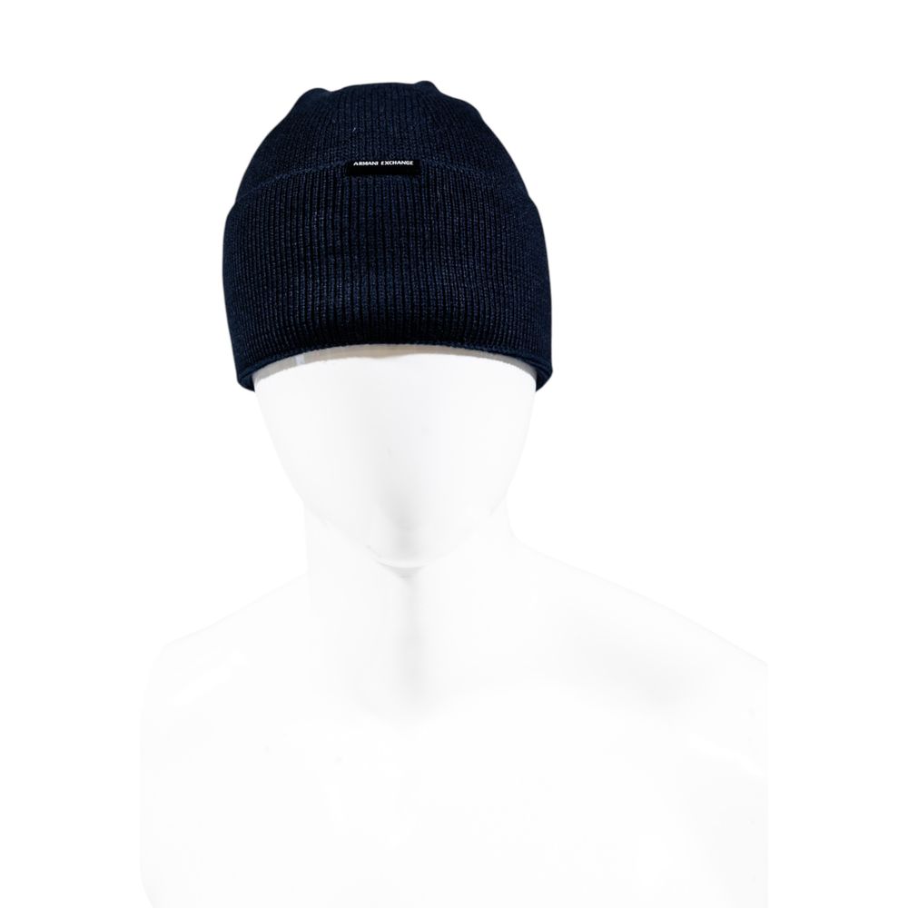 Hat by Armani Exchange for men in cotton & marabou wool blue features a ethereal silhouette, showcasing the ethereal design of this Cotton & Marabou Wool Hat for a sophisticated, premium look.