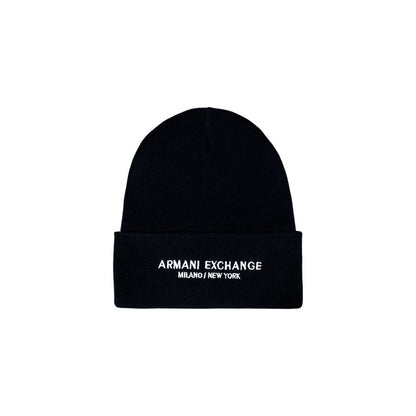 Hat by Armani Exchange for men in polyester blue features a ethereal silhouette, showcasing the ethereal design of this Lightweight Polyester Hat for a sophisticated, premium look.
