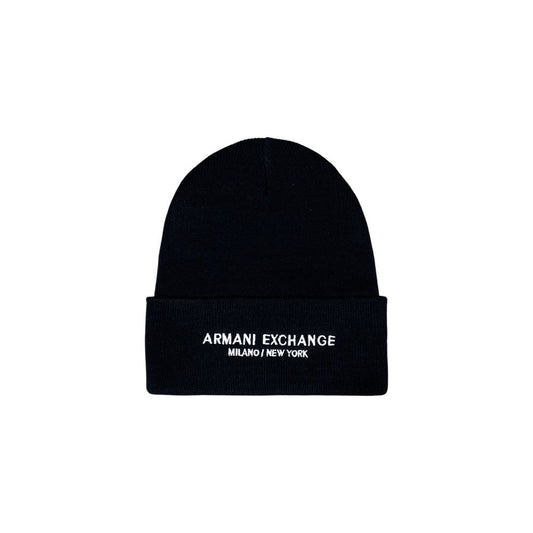 Hat by Armani Exchange for men in polyester blue features a ethereal silhouette, showcasing the ethereal design of this Lightweight Polyester Hat for a sophisticated, premium look.