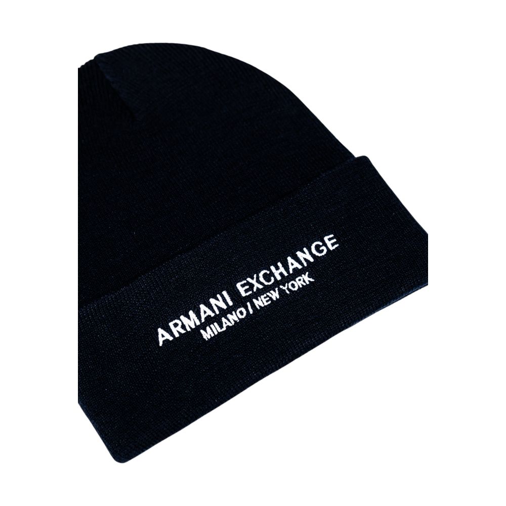 Hat by Armani Exchange for men in polyester blue showcases a delicate silhouette, artfully capturing the essence of the delicate Lightweight Polyester Hat design for a sophisticated look.