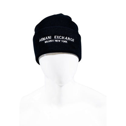 Hat by Armani Exchange for men in polyester blue showcases a refined silhouette, artfully capturing the essence of the refined Lightweight Polyester Hat design for a sophisticated look.