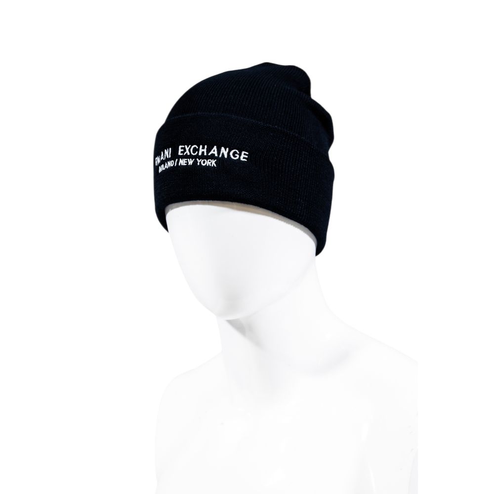 Hat by Armani Exchange for men in polyester blue features a dapper refinement silhouette, showcasing the dapper refinement design of the Lightweight Polyester Hat for a sophisticated, premium look.