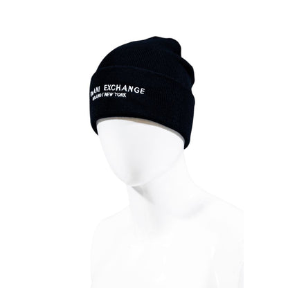 Hat by Armani Exchange for men in polyester blue features a dapper refinement silhouette, showcasing the dapper refinement design of the Lightweight Polyester Hat for a sophisticated, premium look.