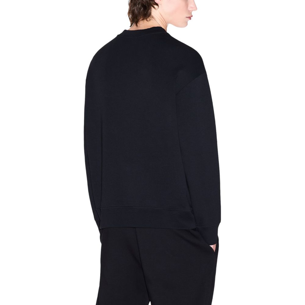 Activewear Sweatshirt by Armani Exchange for men in stretch polyester cotton black presents a dynamic silhouette, featuring a dynamic crew neckline and detailed with functional .