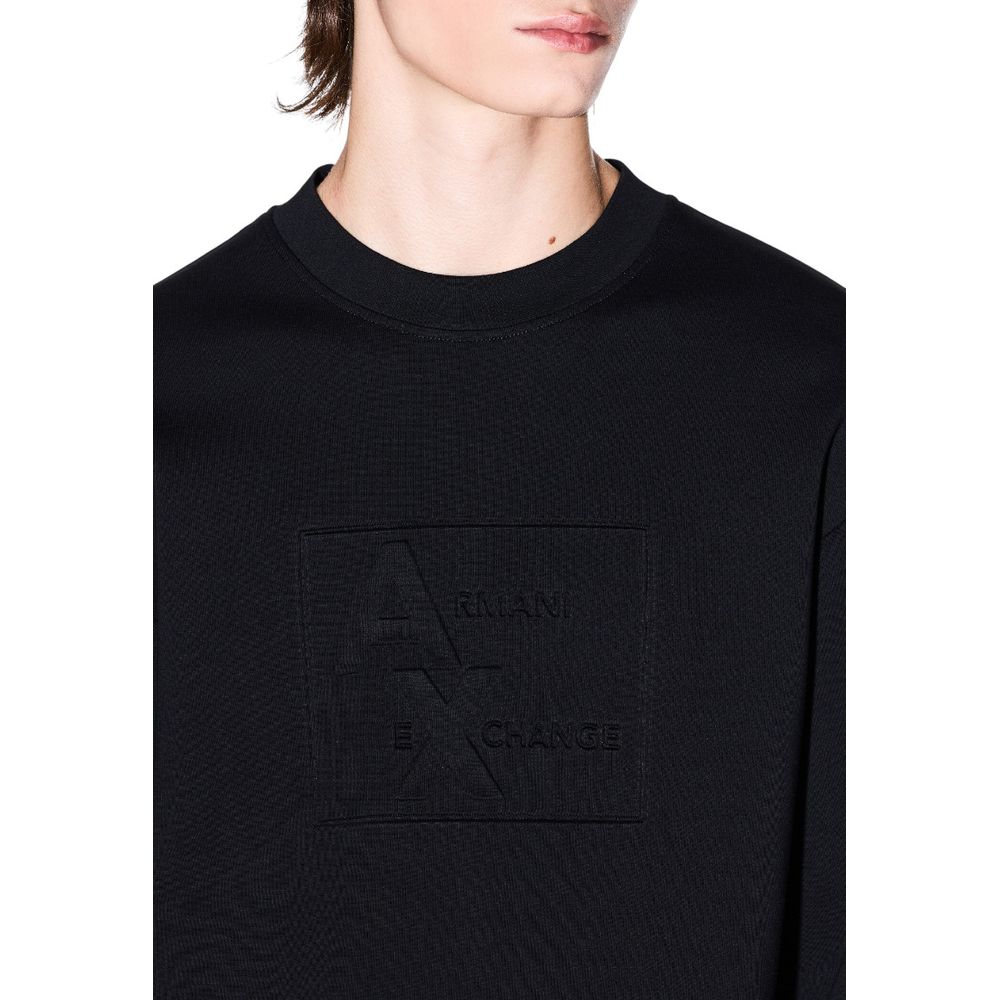 Activewear Sweatshirt by Armani Exchange for men in stretch polyester cotton black presents a sporty silhouette, showcasing a sophisticated crew neckline and detailed with premium for a sporty finish.
