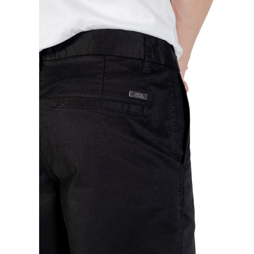 Trousers by Armani Exchange for men in stretch cotton black features a artisanal silhouette, showcasing a sophisticated skinny & slim with a long and for a artisanal finish.