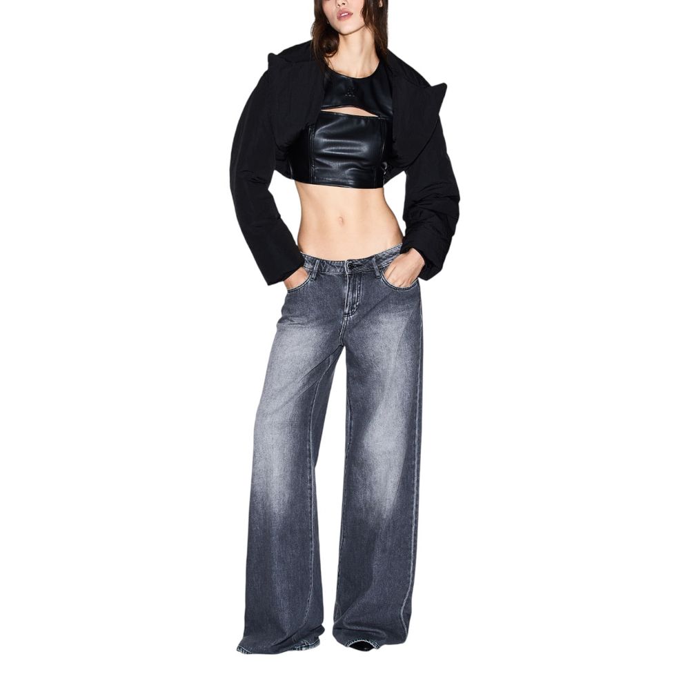 Armani Exchange Women's Relaxed-Fit Wide Denim Cotton Jeans - Gray