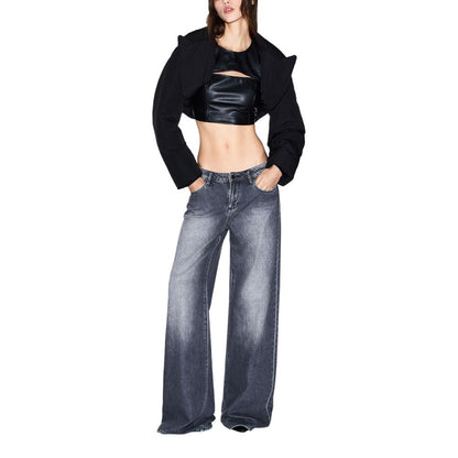 Armani Exchange Women's Relaxed-Fit Wide Denim Cotton Jeans - Gray