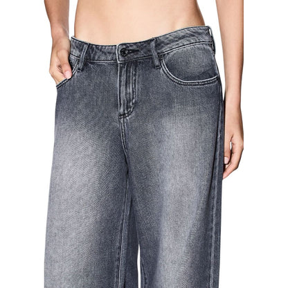 Armani Exchange Women's Relaxed-Fit Wide Denim Cotton Jeans - Gray