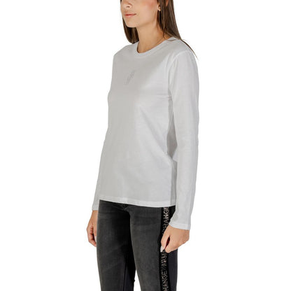 T-Shirt by Armani Exchange for women in cotton white showcases a chic silhouette, artfully detailed with a chic round neckline and for a chic finish.