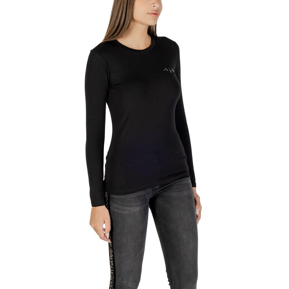 T-Shirt by Armani Exchange for women in stretch cotton black features a plush silhouette, showcasing a sophisticated and for a truly plush finish.