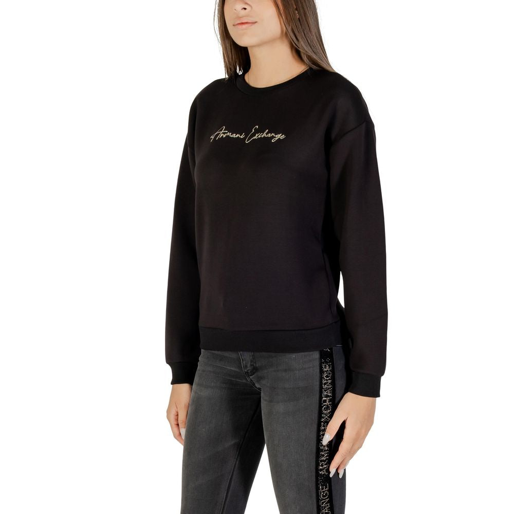 Activewear Sweatshirt by Armani Exchange for women in stretch viscose polyester features an streamlined silhouette, showcasing the streamlined hooded crew neckline and with functional for a premium, athletic look.