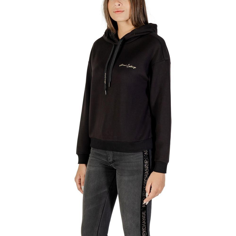 Hooded Hoodie by Armani Exchange for women in stretch polyester & viscose features a slouchy chic silhouette, detailed with a slouchy chic and a signature hooded neckline for an elevated aesthetic.
