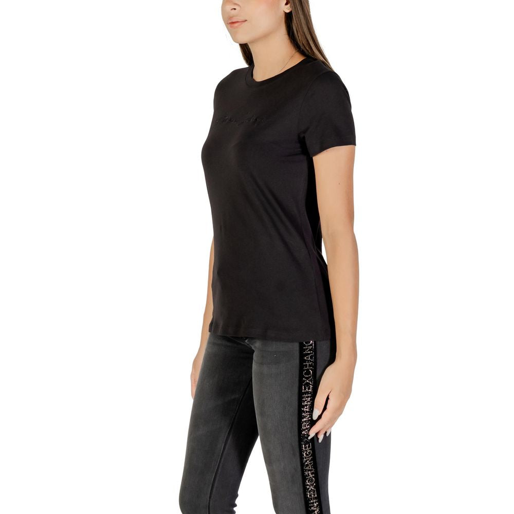 T-Shirt by Armani Exchange for women in cotton black showcases a chic silhouette, artfully detailed with a chic and for a chic finish.