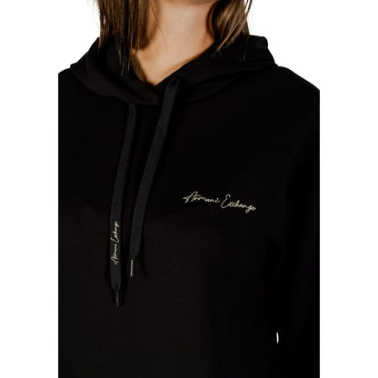Hooded Hoodie by Armani Exchange for women in stretch polyester & viscose features an avant-garde silhouette, showcasing a sophisticated and detail for a truly avant-garde finish.
