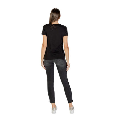 T-Shirt by Armani Exchange for women in cotton black features a plush silhouette, showcasing a sophisticated and for a truly plush finish.